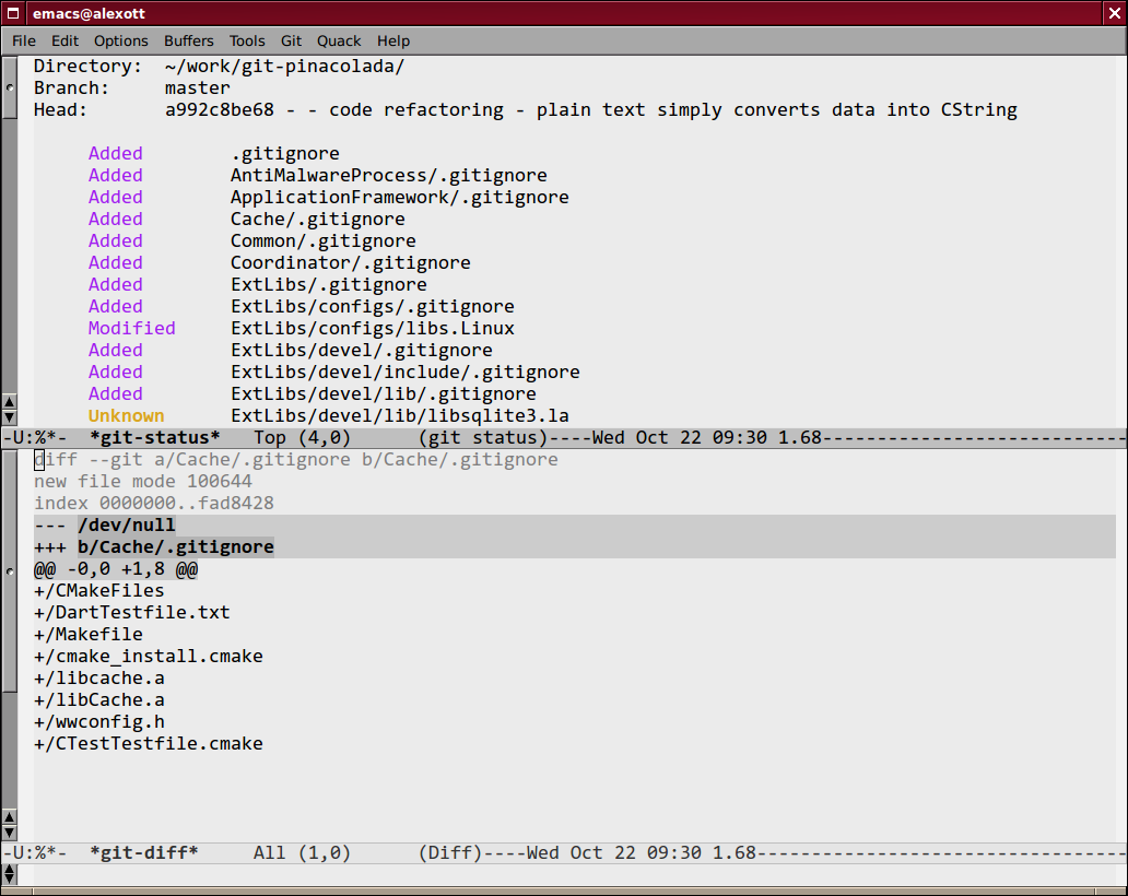 Yet another config lib 1.20. EMACS игры. Git CD команда. Git status. Haskell как выглядит.